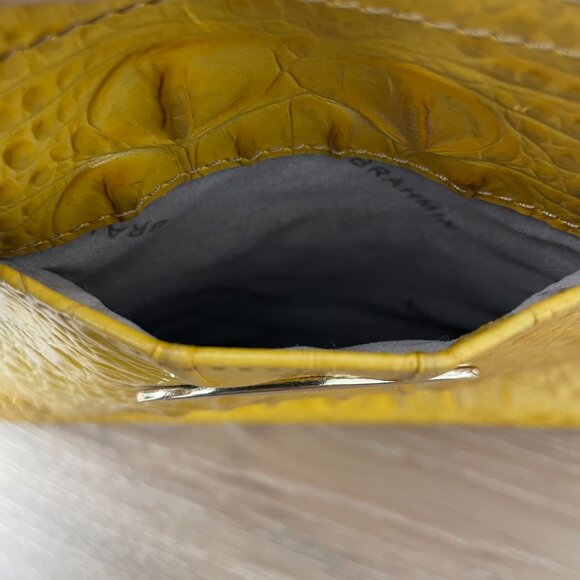 Vintage Brahmin Handbag Purse Crossbody Yellow Mini Arlo Leather Croc Gold - Picture 10 of 14